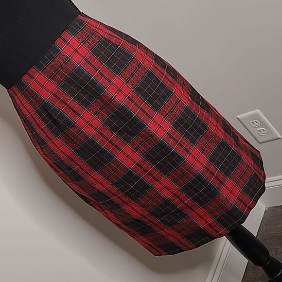 Christy Girl by Dori Adler red/black plaid skirt vintage, wool blend - Picture 1 of 10